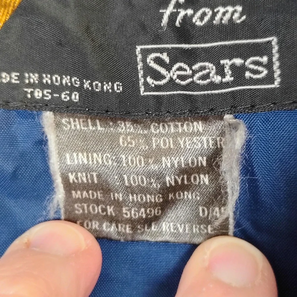 Vintage Sears Outerwear Navy Blue Bomber Jacket‎ Windbreaker Mens XL Tall Zip Up